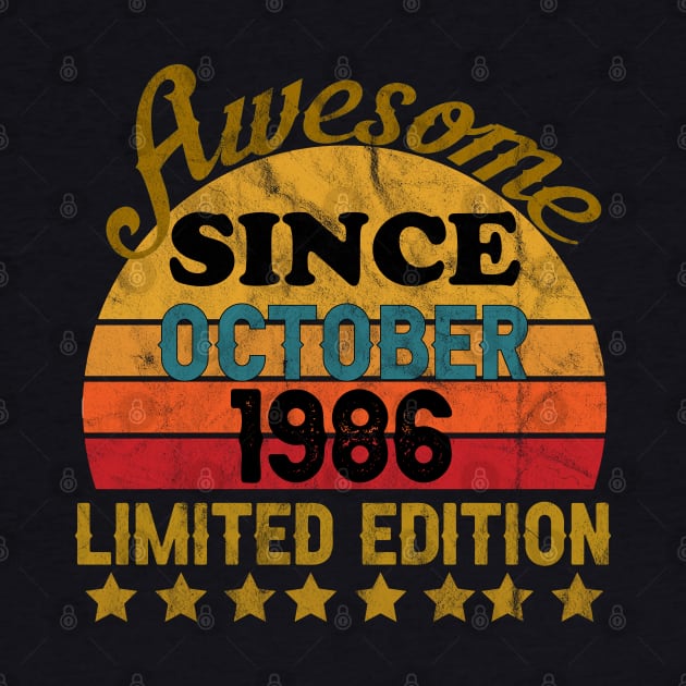 Awesome Since October 1986 35 Year Old 35th Birthday gift T-Shirt by yalp.play